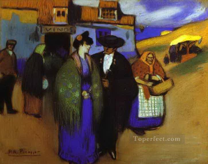 A Spanish Couple in front of an Inn 1900 Pablo Picasso Oil Paintings